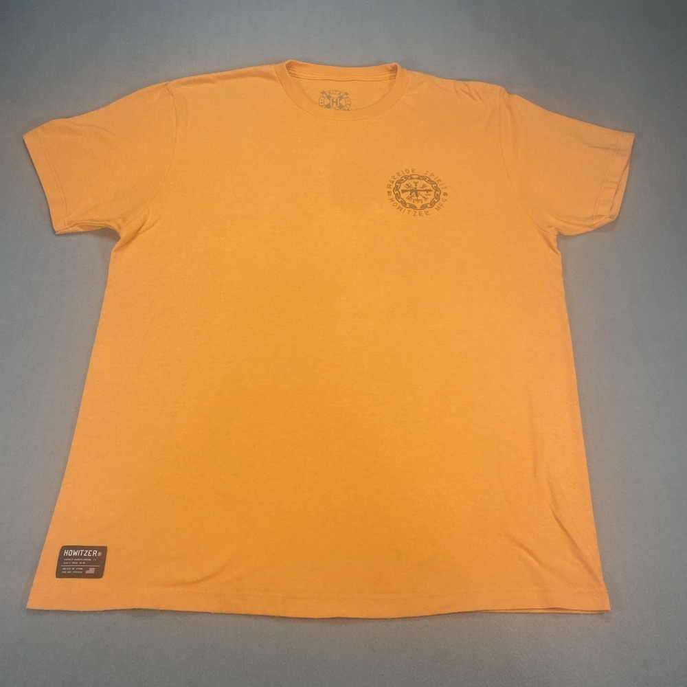 Howitzer Men's Large T-Shirt Patriot Battleborn Viking Spirit Logo Orange